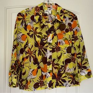 Milly of New York size 6 retro floral button up